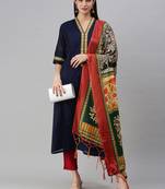 flaher Black Printed Art Silk Dupatta