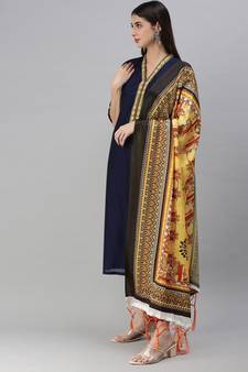 flaher Yellow Printed Art Silk Dupatta