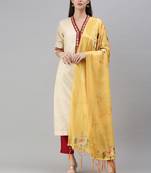 flaher Yellow Printed Art Silk Dupatta