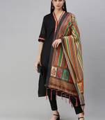 flaher Multicolor Striped Cotton Silk Dupatta