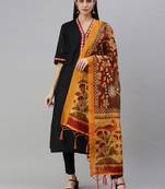 flaher Maroon Printed Cotton Silk Dupatta