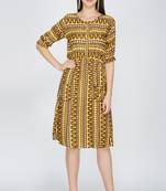 Green printed viscose rayon short-dresses