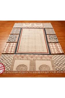 Hand Block Printed Cotton  Area Rugs Bohomian Kilims Rug Home Art Decor Carpet Throw Rug Flatwoven- 3x20-Feet-Runner