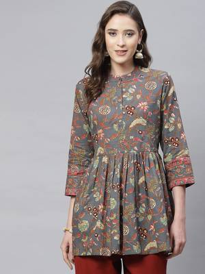 Grey printed cotton tunics 1