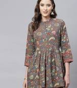 Grey printed cotton tunics