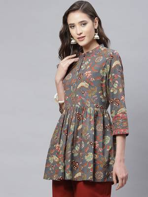 Grey printed cotton tunics 3