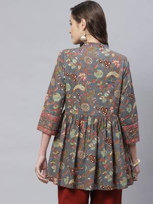 Grey printed cotton tunics 4