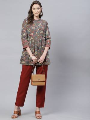 Grey printed cotton tunics 5