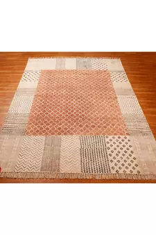 Hand Block Printed Carpet Handmade Cotton  Are Rug Flatwoven Carpet Oudoor Garden Yoga Mat Boho Kilim- 10x16-Feet