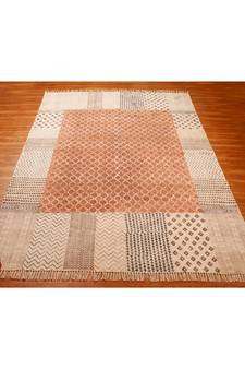 Hand Block Printed Carpet Handmade Cotton  Are Rug Flatwoven Carpet Oudoor Garden Yoga Mat Boho Kilim- 5x5-Feet-Square