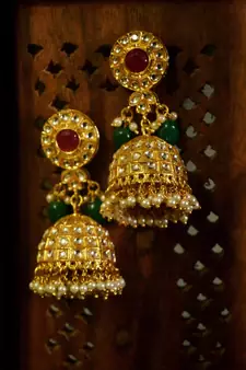 Green designer floral meenakari kundan studed onyx stone multilayer necklace set with earrings