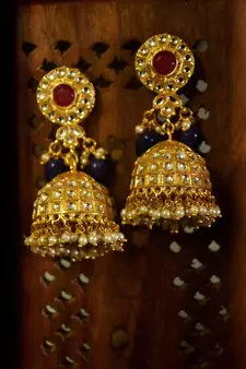 Blue designer floral meenakari kundan studed onyx stone multilayer necklace set with earrings