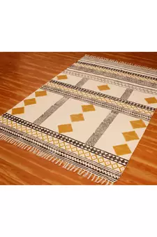 Indian Hand Block Printed Handmade Cotton  Are Rugs Bohemian Indoor Hallway Art DecorMat Flatwoven- 12x15-Feet