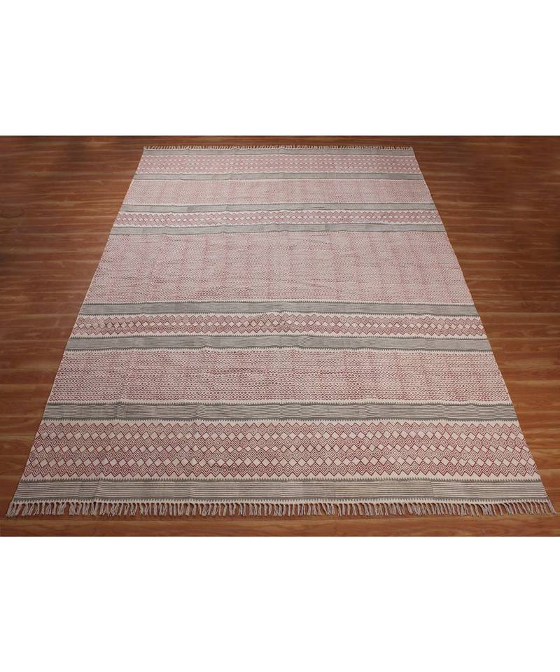 Handmade Cotton  Area Rugs Hand Block Printed Bohomian Kilims Outdoor Garden Yoga Mat Flatwoven Throw Rug- 3x5-Feet