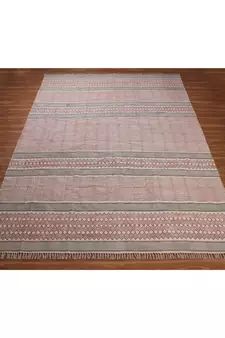 Handmade Cotton  Area Rugs Hand Block Printed Bohomian Kilims Outdoor Garden Yoga Mat Flatwoven Throw Rug- 4x8-Feet