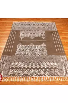 Area Rugs Hand Block Printed Cotton  Indoor Office/Home Art Decor Mat Flatwoven - 7x10-Feet