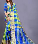 Blue woven kanchipuram silk saree with blouse