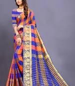 Orange woven kanchipuram silk saree with blouse