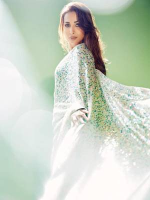 Green embroidered georgette saree with blouse 2