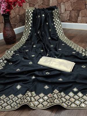 Black embroidered silk saree with blouse 1