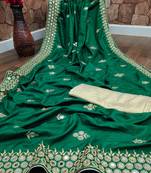 Green embroidered silk saree with blouse