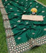 Green embroidered silk saree with blouse