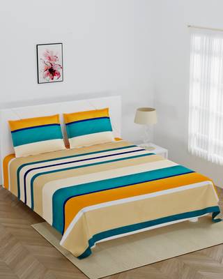 Fitted Double bedsheet multi color super soft with 2 pillow cover / 72 X 78 X 6 inch 2