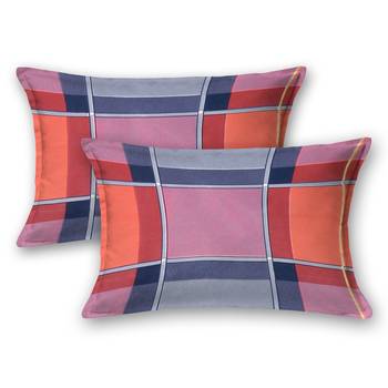 Orange Checks fitted double bedsheet with 2 pillow cover / 72 X 78 X 6 inch 3