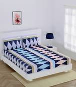 Multi Rectangle Printed Fitted Double Bedsheet with 2 pillow cover / 72 X 78 X 6 inch