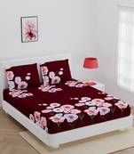Fitted double bedsheet printed floral with 2 pillow cover / 72 X 78 X 6 inch
