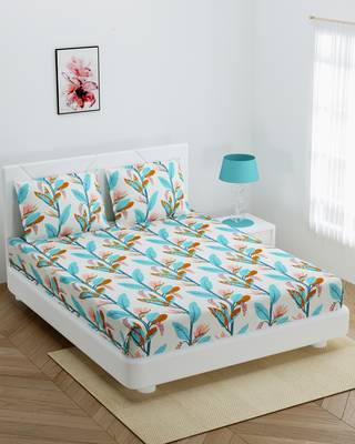 Fitted Double bedsheet Super Soft Multi Floral With 2 Pillow cover / 72 X 78 X 6 inch 1