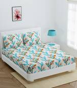 Fitted Double bedsheet Super Soft Multi Floral With 2 Pillow cover / 72 X 78 X 6 inch