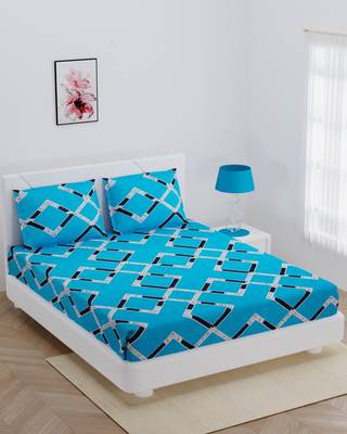 Super Soft Double Bedsheet Teal Blue Rectangle with 2 Pillow Cover / 72 X 78 X 6 inch 1