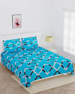 Super Soft Double Bedsheet Teal Blue Rectangle with 2 Pillow Cover / 72 X 78 X 6 inch 2