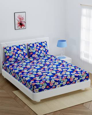 Super soft beautiful mulit small floral print Fitted double bedsheet with 2 pillow cover / 72 X 78 X 6 inch 1