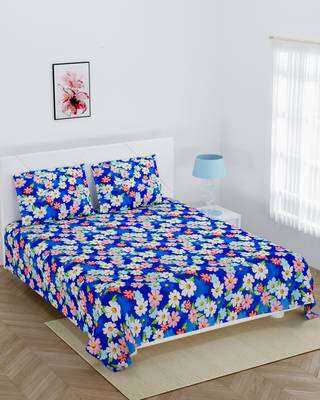 Super soft beautiful mulit small floral print Fitted double bedsheet with 2 pillow cover / 72 X 78 X 6 inch 2