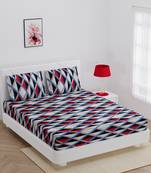 Super soft fitted double bedsheet Multi rectangle with 2 pillow cover / 72 X 78 X 6 inch