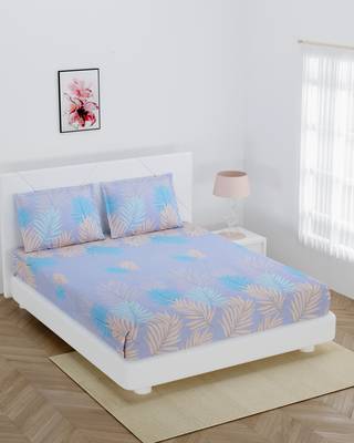 Super soft Fitted double bedsheet sky color with 2 pillow cover / 72 X 78 X 6 inch 1