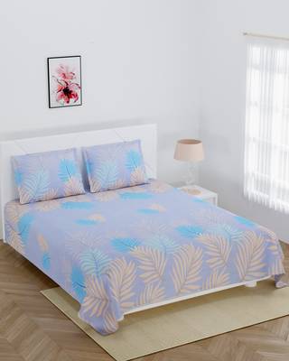 Super soft Fitted double bedsheet sky color with 2 pillow cover / 72 X 78 X 6 inch 2