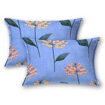 Super soft fitted double bedsheet sky blue floral print with 2 pillow cover / 72 X 78 X 6 inch 3