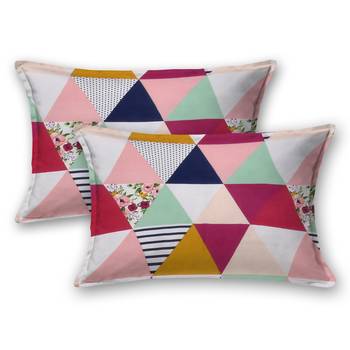 Super soft fitted double bedsheet multi rectangle design with 2 pillow cover / 72 X 78 X 6 inch 3