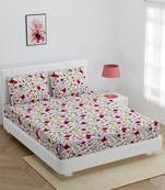 Fitted Double bedsheet multi color flower print with 2 pillow cover / 72 X 78 X 6 inch