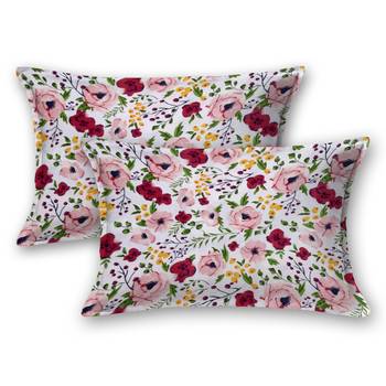 Fitted Double bedsheet multi color flower print with 2 pillow cover / 72 X 78 X 6 inch 3