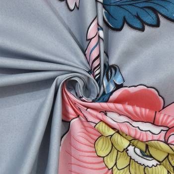 Fitted Double Bedsheet grey color with pink flower / 72 X 78 X 6 inch 3