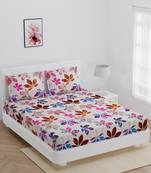 Fitted Double bedsheet multi color leaf with 2 pillow cover / 72 X 78 X 6 inch