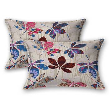 Fitted Double bedsheet multi color leaf with 2 pillow cover / 72 X 78 X 6 inch 3