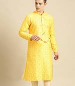 Embroidered Designer Art Silk Sunflower Color Kurta