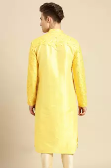 Embroidered Designer Art Silk Sunflower Color Kurta