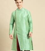 Solid Designer Art Silk Green Color Kurta