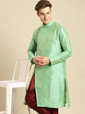 Solid Designer Art Silk Green Color Kurta 2